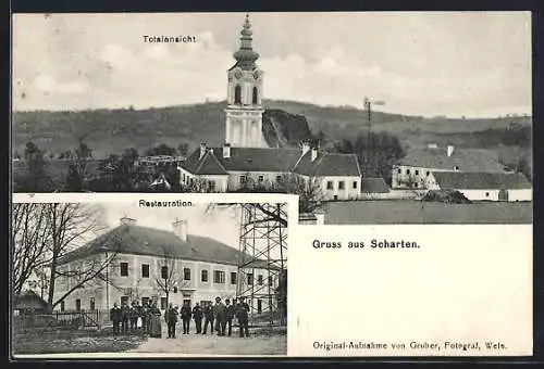 AK Scharten, Totalansicht und Gasthaus