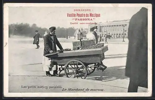 AK Paris, Les petits métiers parisiens: le Marchand de marrons, Maronen-Verkäufer