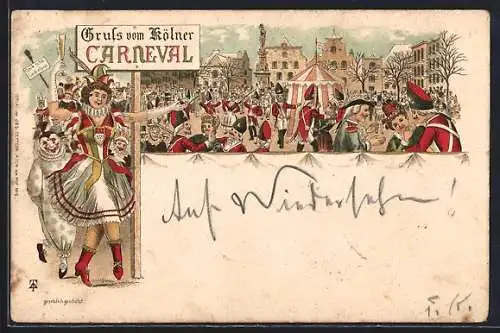 Lithographie Köln, Szenen vom Karneval