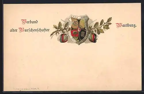 AK Studentenwappen der Verband alter Burschenschaften Wartburg