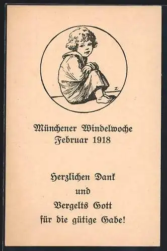 AK München, Windelwoche Februar 1918