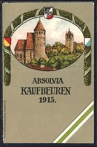 Künstler-AK Kaufbeuren, Absolvia 1915, Katholische St. Blasius-Kirche