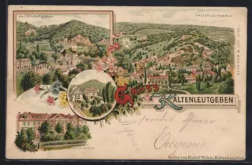 Lithographie Kaltenleutgeben, Morizhof, Ortsansichten