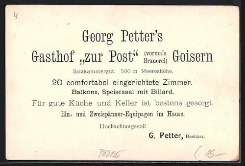 AK Goisern, Georg Petters Gasthof zur Post