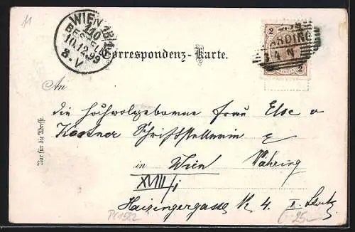 Lithographie Schärding, Neues Schulhaus, Oberer Stadtplatz, Ortsansicht