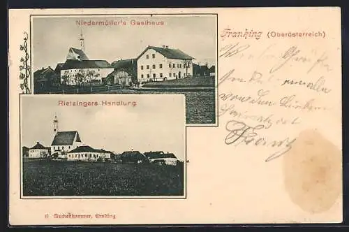 AK Franking, Niedermüllers Gasthaus und Rietzingers Handlung