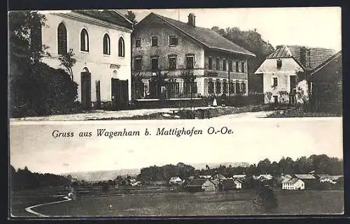 AK Wagenham b. Mattighofen, Panorama und Strassenpartie