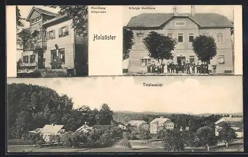 AK Franking, Holzöster, Königs Gasthaus, Handlung Birgmann, Totalansicht