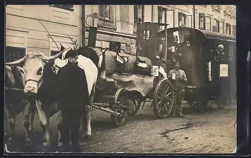 Foto-AK Mauerkirchen, Wagen im Faschingszug 1922