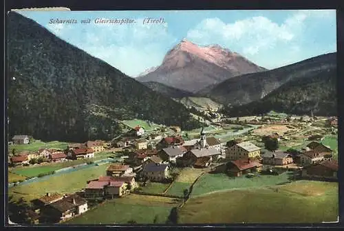 AK Scharnitz /Tirol, Ortsansicht mit Gleirschspitze