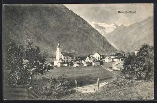 AK Neustift im Stubai, Ortsansicht von einen Berg aus