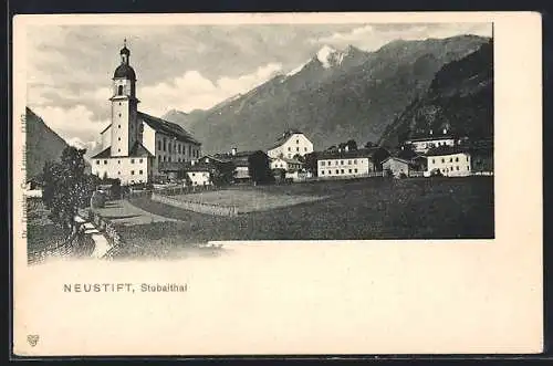 AK Neustift im Stubaithal, Ortsansicht mit Kirche