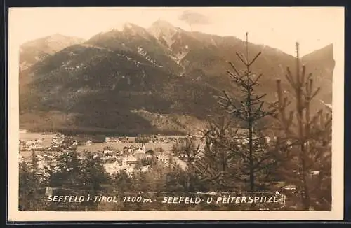 AK Seefeld i. Tirol, Ortsansicht mit Reiterspitze