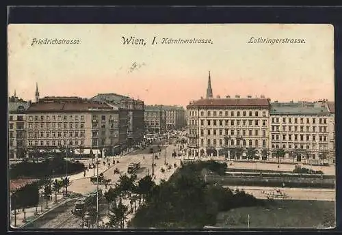 AK Wien, Friedrichstrasse, Kärntnerstrasse und Lothringerstrasse