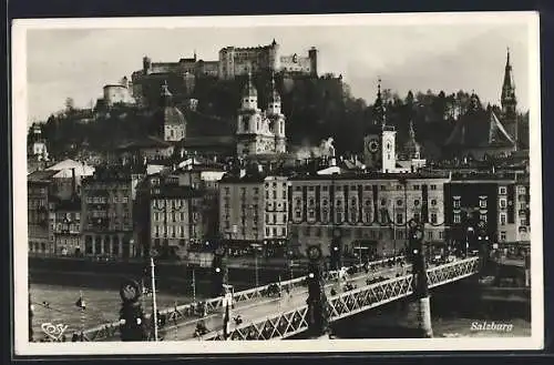 AK Salzburg, Staatsbrücke, Altstadt und Festung