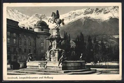 AK Innsbruck, Leopoldsbrunnen und Hofburg