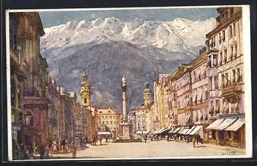 Künstler-AK Innsbruck, Maria Theresienstrasse