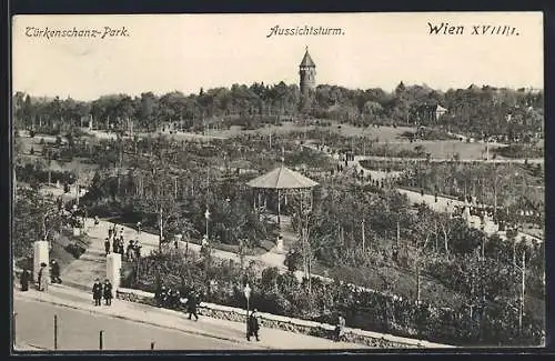 AK Wien, Türkenschanz-Park mit Aussichtsturm