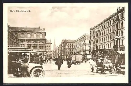 AK Wien, Partie in der Kärntnerstrasse mit Strassenbahn