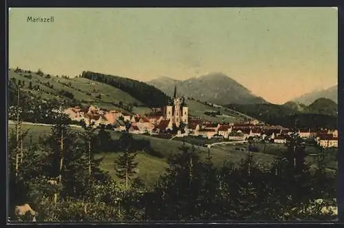 AK Mariazell, Totalansicht von einen Berg aus