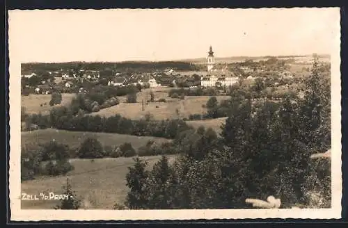 AK Zell a. d. Pram, Ortsansicht von einen Berg aus