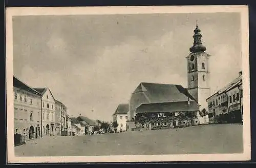 AK Waizenkirchen /Od., Hauptplatz mit Kirche