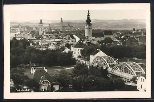 AK Wels, Totalansicht aus der Vogelschau