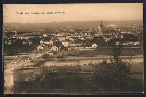 AK Wels, Panorama vom Reinberg aus gegen Nordost