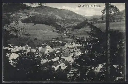 AK Weyer a. d. Enns, Totalansicht von einen Berg aus