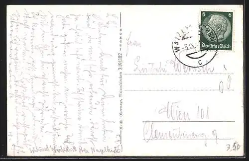 AK Waizenkirchen, Zöhrerleiten, Blick durch das Tal hin zur Ruine Stauf