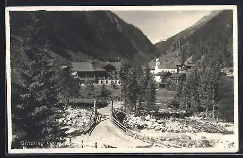 AK Ginzling i. Zillertal, Ortsansicht aus der Vogelschau