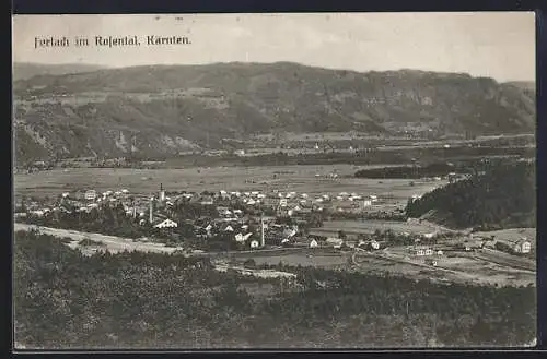 AK Ferlach im Rosental, Totalansicht von einen Berg aus