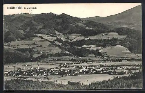 AK Knittelfeld /Steiermark, Totalansicht von einen Berg aus