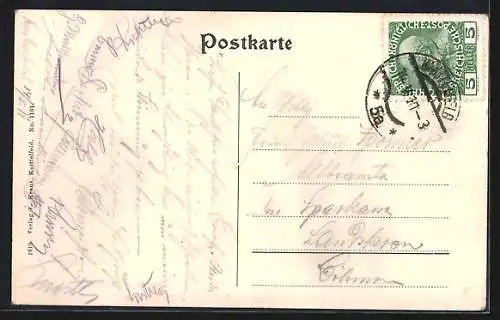 AK Knittelfeld /Steiermark, Totalansicht von einen Berg aus