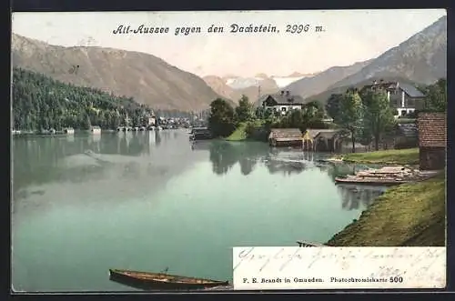 AK Altaussee, Ort mit Blick auf den Dachstein