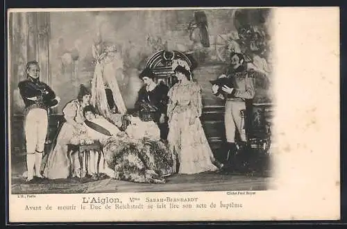 AK Schauspielerin Sarah Bernhardt im Stück L`Aiglon