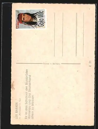 AK Schauspieler Lex Barker im Film Winnetou II. Teil