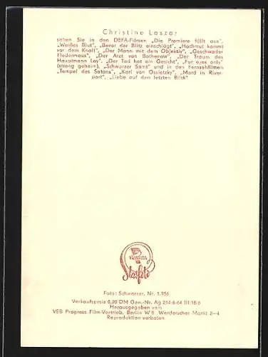 AK Schauspielerin Christine Laszar grinsend mit Halstuch
