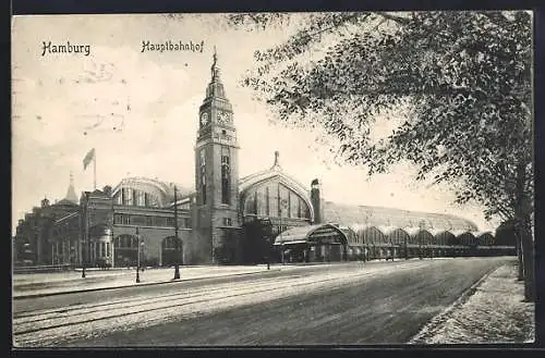 AK Hamburg-St.Georg, Hauptbahnhof mit Strassenpartie