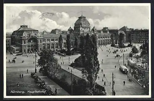 AK Nürnberg, Hauptbahnhof mit Vorplatz