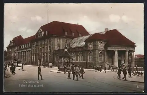 AK Dortmund, Bahnhofspostamt und Strassenbahn