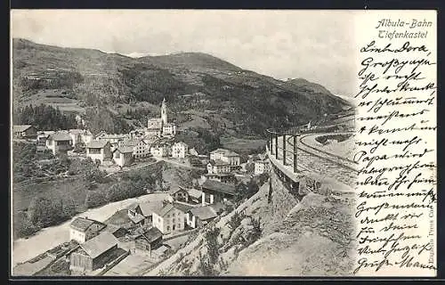 AK Tiefenkastel, Ortsansicht von der Albula-Bahn