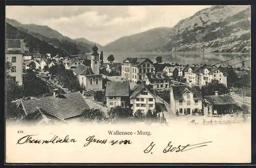 AK Murg /Wallensee, Panorama mit Kirche