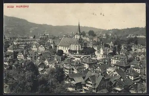 AK Herisau, Teilansicht mit Kirche