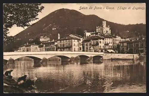 AK Ponte-Tresa /Lago di Lugano, Brücke im Grenzort zu Italien