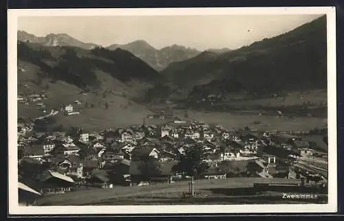 AK Zweisimmen, Ortsansicht aus der Ferne