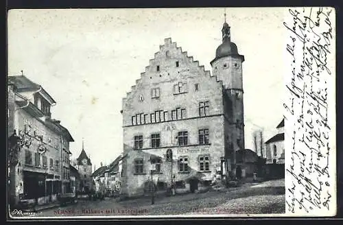 AK Sursee, Rathaus mit Unterstadt, Strassenpartie