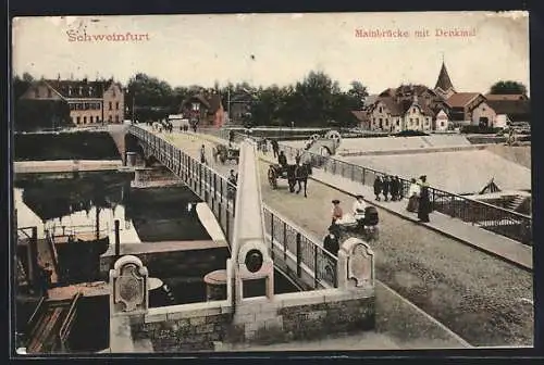 AK Schweinfurt, Mainbrücke mit Denkmal