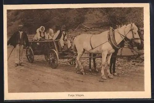 AK Panje Wagen, Bauern mit Pferdegespann