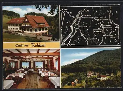 AK Oppenau /Schwarzwald, Gasthaus Kalikutt, Landkarte